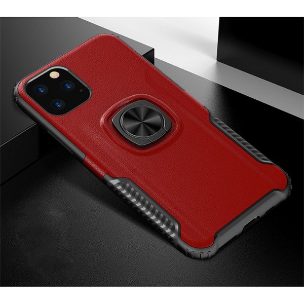 Wholesale iPhone 11 Pro Max (6.5in) Ring Stand PU Leather Design Case (Red)